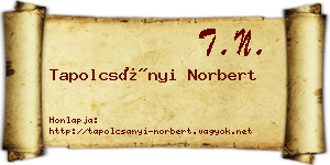 Tapolcsányi Norbert névjegykártya