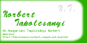 norbert tapolcsanyi business card