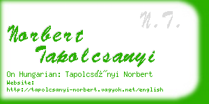 norbert tapolcsanyi business card